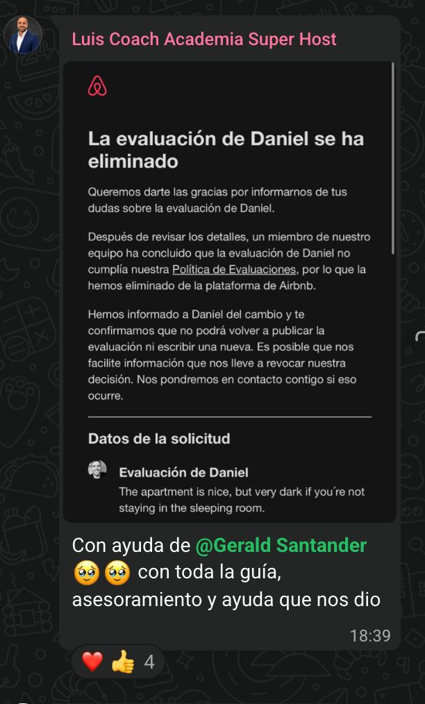 Resultado de alumno de Academia SuperHost