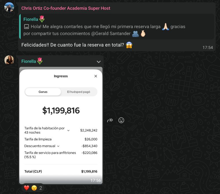Resultado de alumno de Academia SuperHost