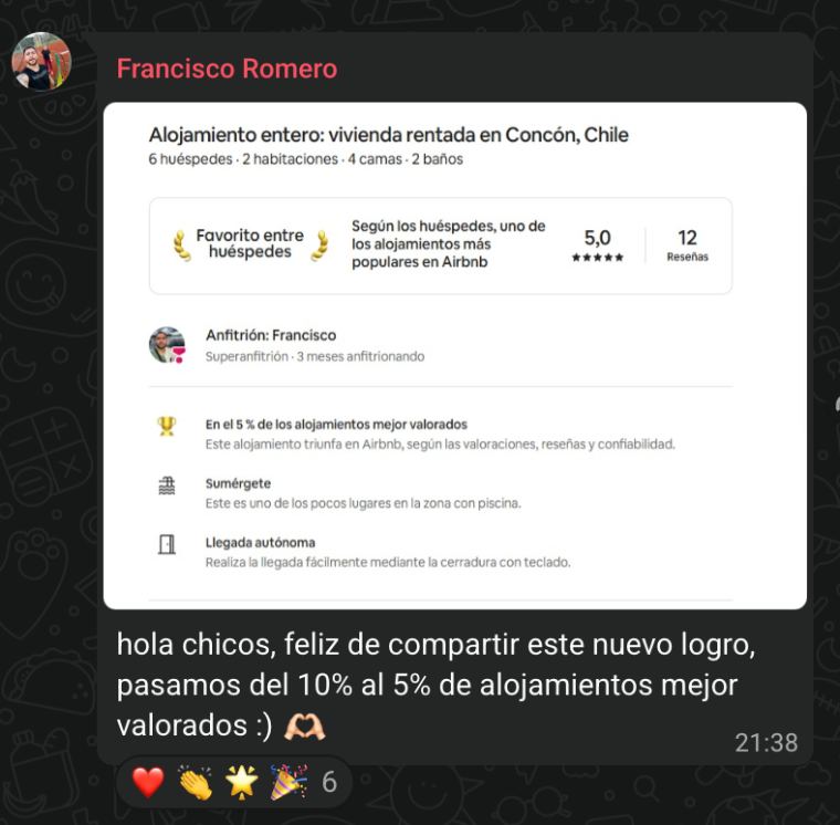 Resultado de alumno de Academia SuperHost