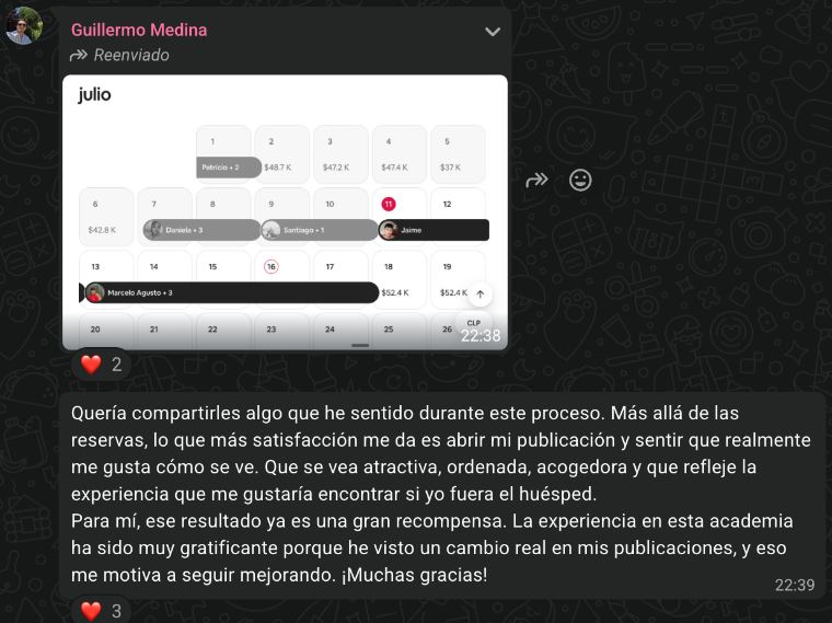 Resultado de alumno de Academia SuperHost